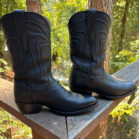 TECOVAS Jamie Cowgirl Boot Midnight Calf / Black Cowhide Size:8 B - Picture 1 of 5